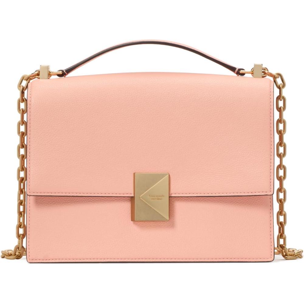 imagekate spade new york womens Deco Leather Flap Chain CrossbodyApricot Cream