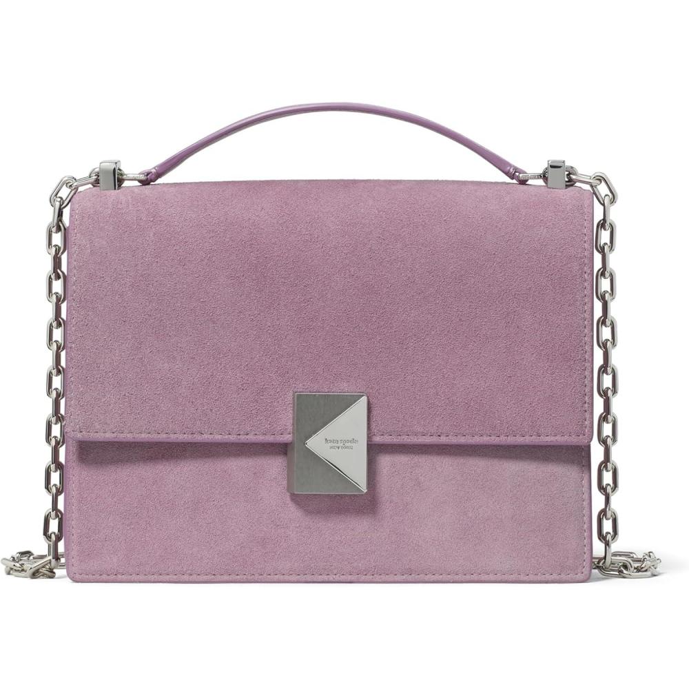 imagekate spade new york womens Deco Leather Flap Chain CrossbodyMarket Purple Suede