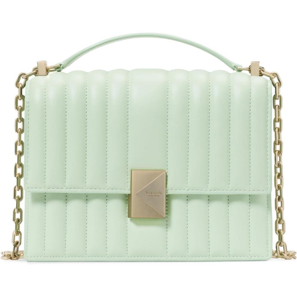 imagekate spade new york womens Deco Leather Flap Chain CrossbodyQuilted Pistachio Ice