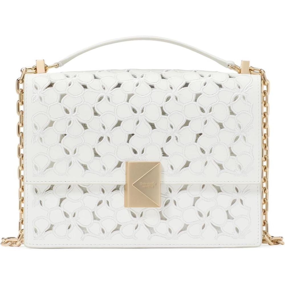imagekate spade new york womens Deco Leather Flap Chain CrossbodyTrue White