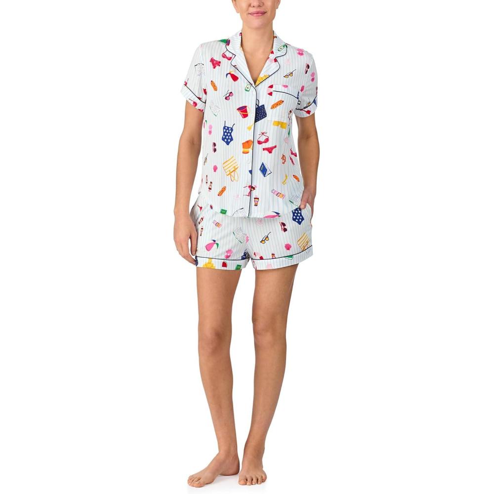 imagekate spade new york womens Kate Spade New York Womens Short Bottoms Pj SetBeach Trip