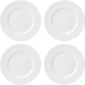 Kate Spade New York Blossom Lane Salad Bowl & Servers, 3.75 LB, White(Accent Plates  Set of 4)