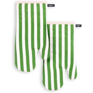 Kate Spade New York Botanical Stripe Oven Mitt 2-Pack Set, 7″ x 13″, Black/Beige(Green/Pink)