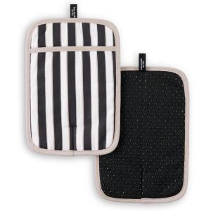 Kate Spade New York Botanical Stripe Pot Holder 2-Pack Set, 7″ x 10″, Navy Blue/Red(Black/Beige)