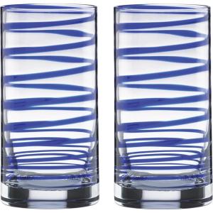 Kate Spade New York Charlotte Street 2-Piece Highball Glass Set, 1 Count (Pack of 1), Blue(Blue)