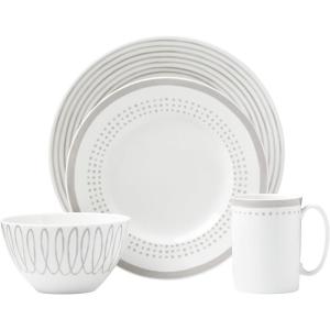 Kate Spade New York Charlotte Street East Grey 4pc Place Setting, White(4-Piece Place Setting)