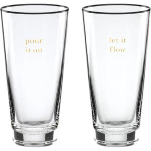 Kate Spade New York Cheers to Us Sweet & Dry Wine Glasses, Set of 2, 0.88, Clear(Beer Glasses  Set of 2)