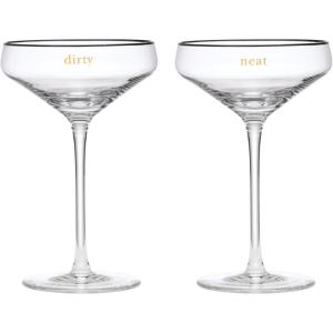 Kate Spade New York Cheers to Us Sweet & Dry Wine Glasses, Set of 2, 0.88, Clear(Martini Glasses  Set of 2)