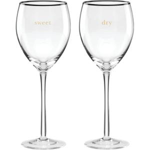 Kate Spade New York Cheers to Us Sweet & Dry Wine Glasses, Set of 2, 0.88, Clear(Wine Glasses  Set of 2)