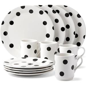 Kate Spade New York Deco Dot 2-Piece Round Food Storage Set(12-Piece Dinnerware Set)