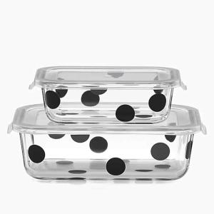 Kate Spade New York Deco Dot 2-Piece Round Food Storage Set(Rectangular Dishes with Lids  Set of 4)