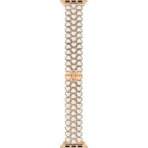 Kate Spade New York Designer Interchangeable Stainless Steel Band Compatible with Your 38/40/41mm Apple Watch Series 9/8/7/6/5/4/3/2/1/SE(Pearl Heart)