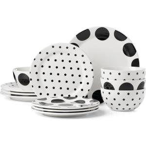 Kate Spade New York Dot 12-Piece Dinnerware Set, 19.84, White(12-Piece Dinnerware Set)