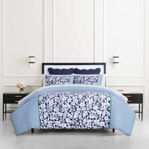 Kate Spade New York Fall Poppies Full/Queen Comforter Set, 300 Thread Count and 100% Cotton, All Season 3 Piece Reversible Bedding Set, Machine Washable, White and Garnet(Anemone Field)