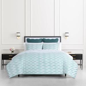 Kate Spade New York Fall Poppies Full/Queen Comforter Set, 300 Thread Count and 100% Cotton, All Season 3 Piece Reversible Bedding Set, Machine Washable, White and Garnet(Rhythmic Geo)