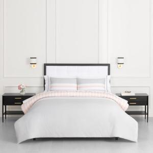 Kate Spade New York Fall Poppies Full/Queen Comforter Set, 300 Thread Count and 100% Cotton, All Season 3 Piece Reversible Bedding Set, Machine Washable, White and Garnet(Engineered Stripe)