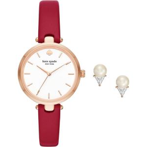 Kate Spade New York Holland Women’s Watch with Stainless Steel Bracelet or Leather Band(Rose Gold Gift Set)