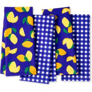 Kate Spade New York Hot Peppers & Spring Times Dot Kitchen Towels 4-Pack Set, Absorbent 100% Cotton, Red/Pink, 17″x28(Navy Blue/Yellow)