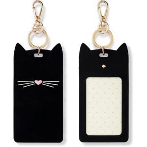 Kate Spade New York ID Badge Clip Key Chain, Silicone Keychain Accessory, Black Cat