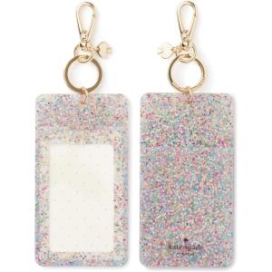 Kate Spade New York Id Badge Clip Key Chain, Sparkle Silicone Keychain Accessory and Suitcase Identifier, Multi Glitter