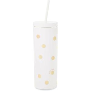 Kate Spade New York Insulated Tumbler with Reusable Straw, 20 Ounce Acrylic Travel Cup with Lid, Bookshelf(Classic)