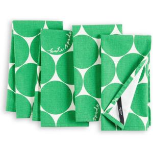 Kate Spade New York Joy Dot Cloth Napkins 4-Pack Set, 100% Cotton, Machine Washable, Rose Pink/Red, 20″x20″(Green/Cream)