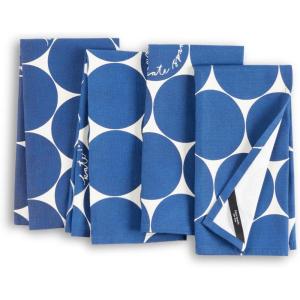 Kate Spade New York Joy Dot Cloth Napkins 4-Pack Set, 100% Cotton, Machine Washable, Rose Pink/Red, 20″x20″(Navy Blue/Cream)