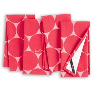 Kate Spade New York Joy Dot Cloth Napkins 4-Pack Set, 100% Cotton, Machine Washable, Rose Pink/Red, 20″x20″(Rose Pink/Red)