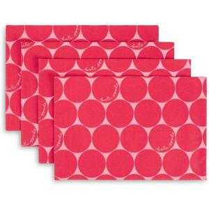 Kate Spade New York Joy Dot Placemats 4-Pack Set, Reversible, 100% Cotton, Machine Washable, Rose Pink/Red, 13″x19″(Rose Pink/Red)