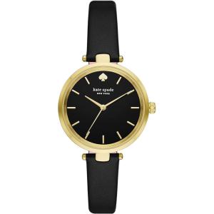 Kate Spade New York Metro Slim Women’s Watch with Alloy Steel Bracelet or Leather Band(Black/Gold)