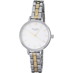 Kate Spade New York Metro Slim Women’s Watch with Alloy Steel Bracelet or Leather Band(Silver/Gold)
