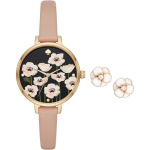 Kate Spade New York Metro Women’s Watch with Stainless Steel Bracelet or Leather Band; Novelty Women’s Watch(Floral Earring Set)
