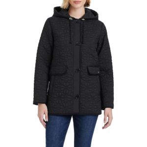 Kate Spade New York Midweight Hooded A-Line Quilted Jacket(Black)