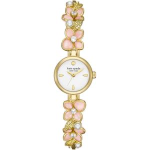 Kate Spade New York Monroe Jewelry-Inspired Women’s Watch with Stainless Steel Bracelet(Gold/Pink Floral)