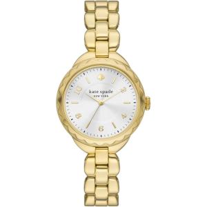 Kate Spade New York Morningside Women’s Watch with Scallop Topring and Stainless Steel Bracelet or Leather Band(Gold)