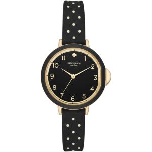 Kate Spade New York Park Row Women’s Watch with Silicone Band(Gold/Black/White Dot)