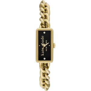 Kate Spade New York Rosedale Rectangular Women’s Watch with Stainless Steel Chain Bracelet or Leather Band(Gold  Black)