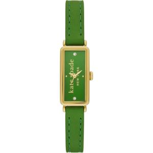 Kate Spade New York Rosedale Rectangular Women’s Watch with Stainless Steel Chain Bracelet or Leather Band(Green  Gold)