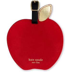 Kate Spade New York Round Red Vegan Leather Luggage Tag for Women, Durable Suitcase ID Tag, Apple(Apple)