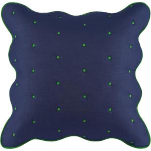 Kate Spade New York Scalloped Edge Euro Sham, 26″ x 26″ Decorative Pillow Cover, Single 100% Cotton Cover, Machine Washable, Marshmallow(Navy)