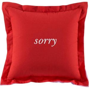 Kate Spade New York Sorry, Not Sorry Reversible Decorative Pillow, 18″ x 18″ Throw Pillow for Bed or Sofa, Cotton and Linen Cover, Red(Red)