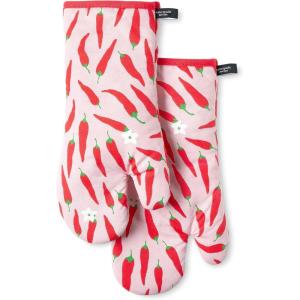 Kate Spade New York Squeeze The Day Oven Mitt 2-Pack Set, Heat Resistant, 100% Cotton, Orange/Pink, 7″x13″(Red/Pink)