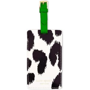 Kate Spade New York Vegan Leather Luggage Tag for Women, Durable Suitcase ID Tag, Where to Next(Modern Leopard)