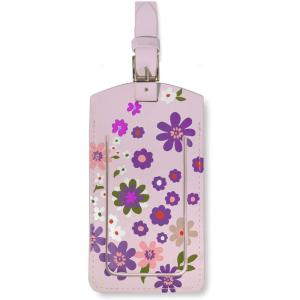 Kate Spade New York Vegan Leather Luggage Tag for Women, Durable Suitcase ID Tag, Where to Next(Pacific Petals)