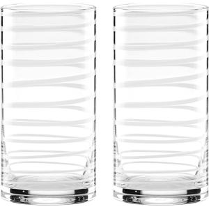 Kate Spade New York White Charlotte Street 2Pc Highball Glass, 1.95 LB(16 Ounces)