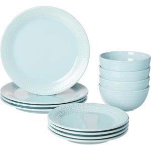 Kate Spade New York Willow Drive8482 12-Piece Dinnerware Set, 17.75 LB, Taupe/Grey(12-Piece Dinnerware Set)