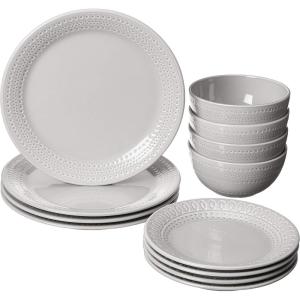 Kate Spade New York Willow Drive8482 12-Piece Dinnerware Set, 17.75 LB, Taupe/Grey(12-Piece Place Setting)