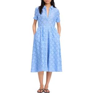 Kate Spade New York Womens Belted Midi Shirt Dress(Diamond Blue)
