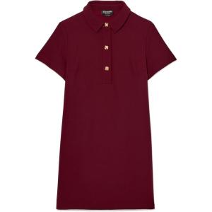 Kate Spade New York Womens Crepe Polo Mini Shift Dress with Gold Buttons(Roasted Pomegranate)
