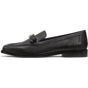Kate Spade New York Womens Deco Bow Loafer(Black Leather)